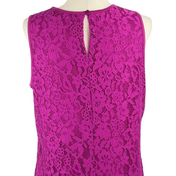 NINE WEST LACE SLEEVELESS CREWNECK SHIFT DRESS IN MAGENTA WOMEN'S SIZE 8 - Picture 5 of 16